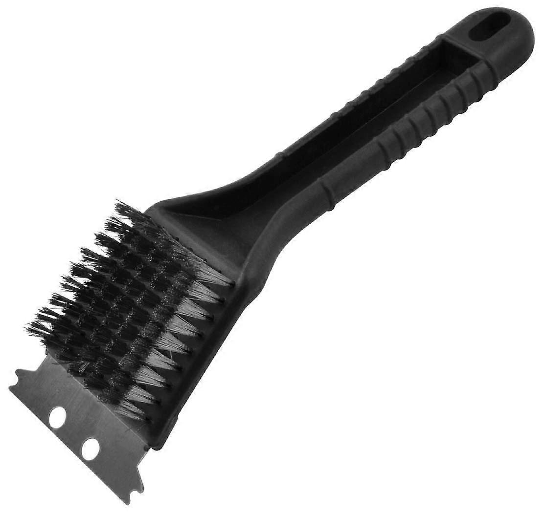 2-in-1 Grill Brush with Plastic Handle, Brass Bristles, Metal Scraper, 21x7x5 cm for Effective Grill Cleaning