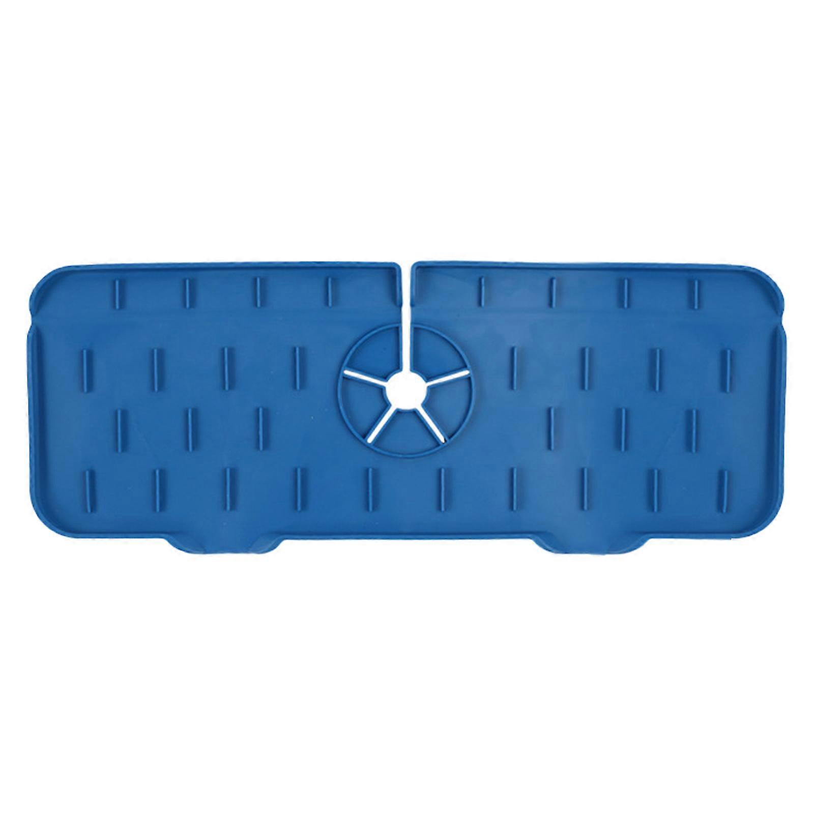 Practical Silicone Faucet Water Catcher Sink Faucet Mat for Kitchen Sink Draining Pad and Bathroom Splashes Guard  Sky Blue