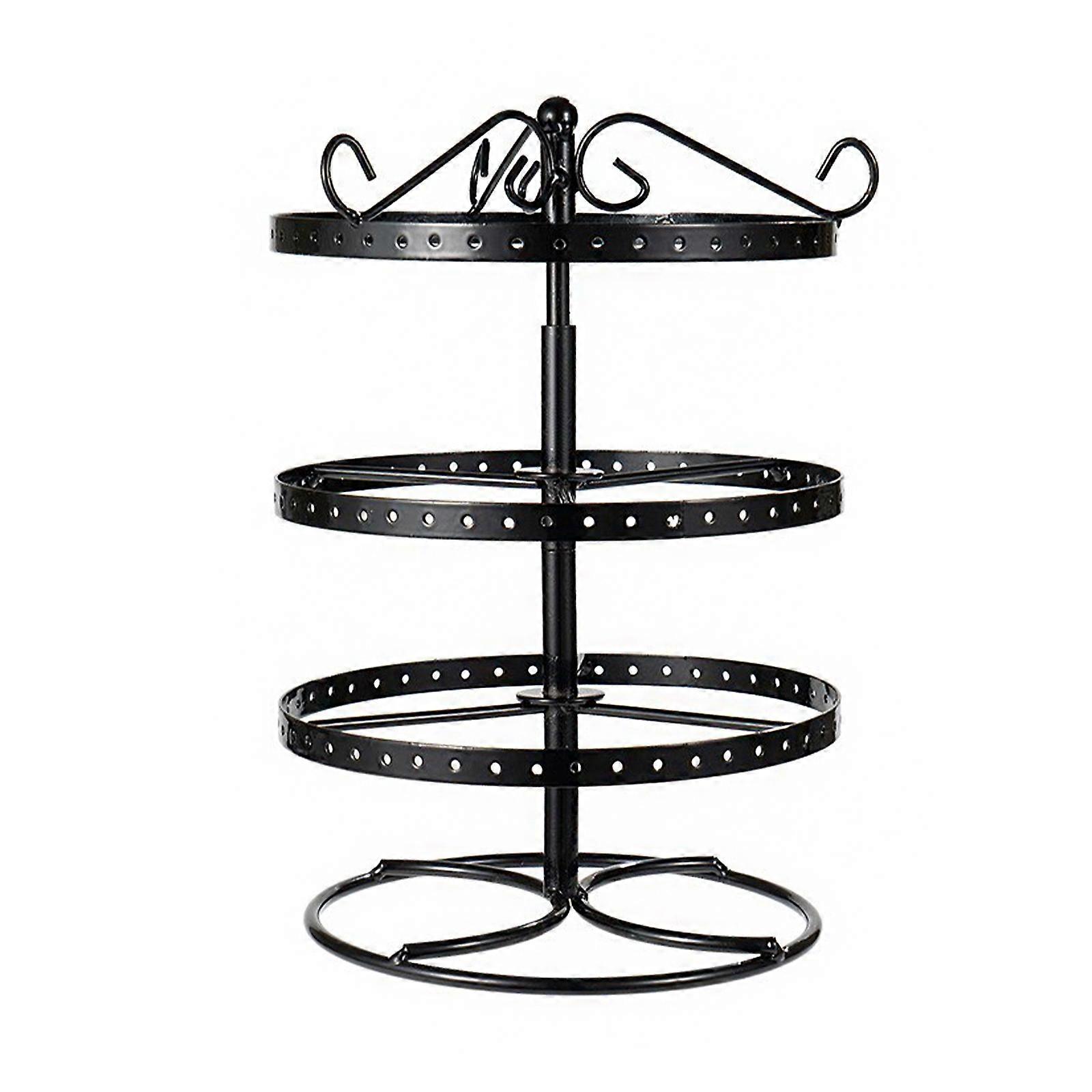 Elegant Decorative Jewelry Stand For Multiple Items, Rotating Earring Organizer With Large Capacity For Easy Viewing And Space-saving Design (Black)