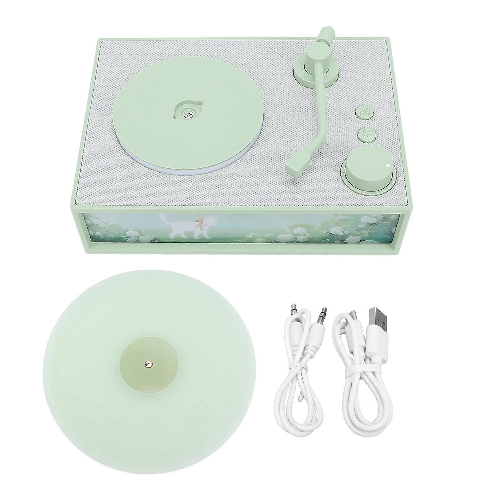 Vintage Record Player with Aroma Diffuser Bluetooth Wireless Portable Wireless Record Player Green