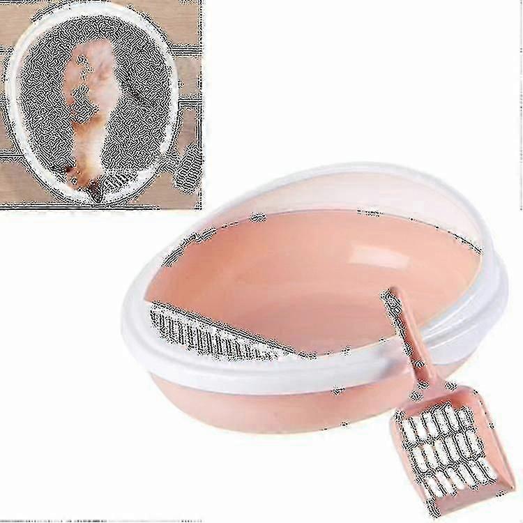Pet Supplies Semi-enclosed Detachable Splash-proof Litter Box Cat Toilet With Cat Litter Scoop(pink)