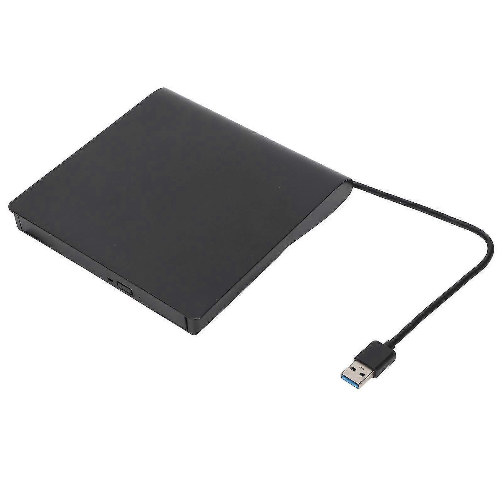 Black External DVD Drive with USB 3.0 Interface for Stable and Reliable Low Noise Horizontal Self Supporting CD Writing Operation