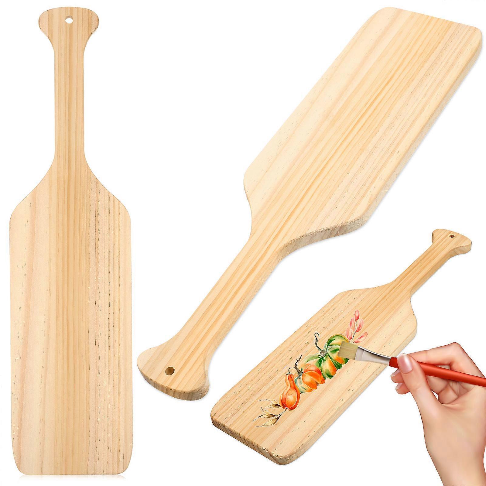 2 Pcs Solid Pine Wooden Paddles for DIY Crafts, Unfinished & Smooth Surface, Durable Material for Painting, Drawing & Creative Projects