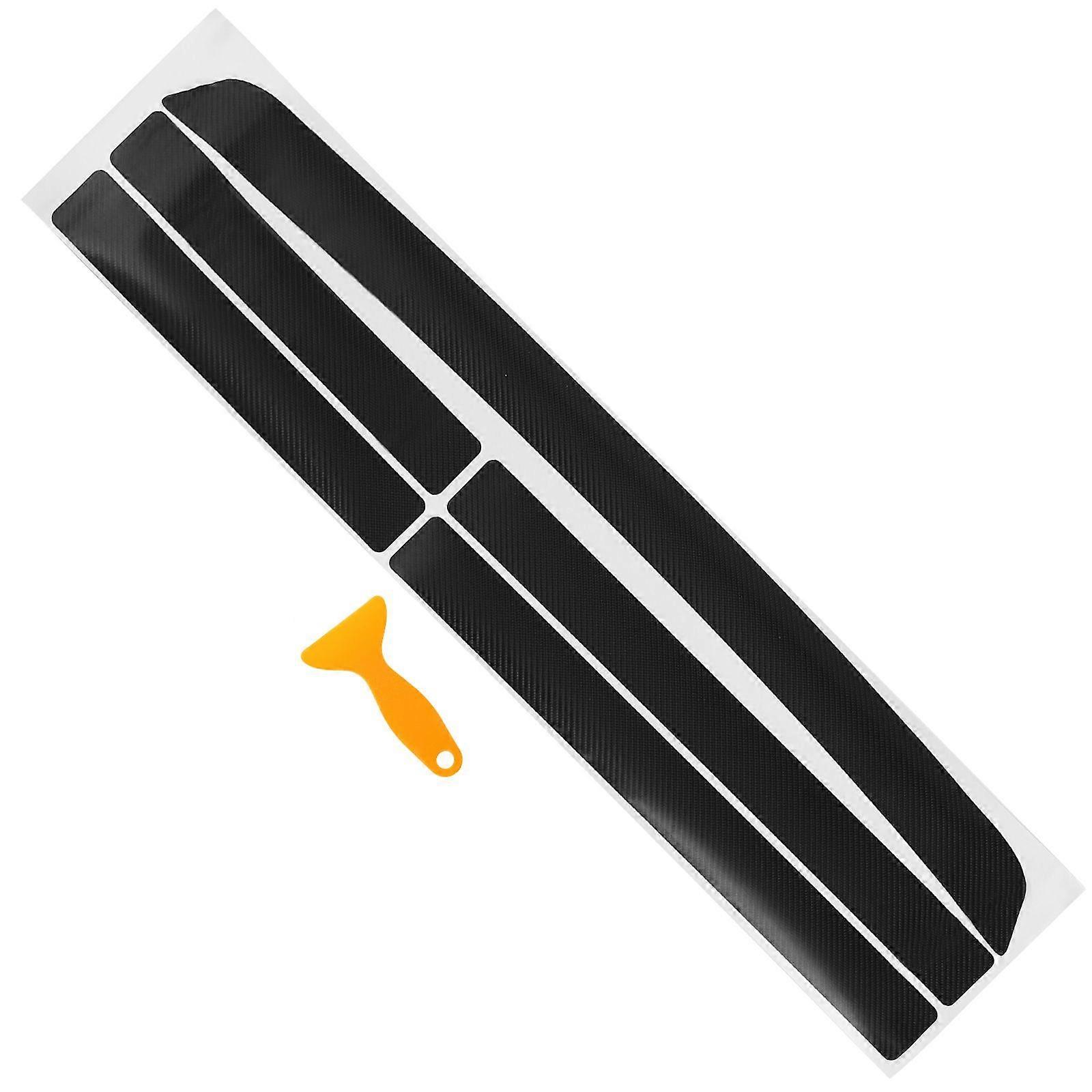 5pcs Universal Car Door Sill Protector Carbon Fiber Sticker with 1pc Scraper