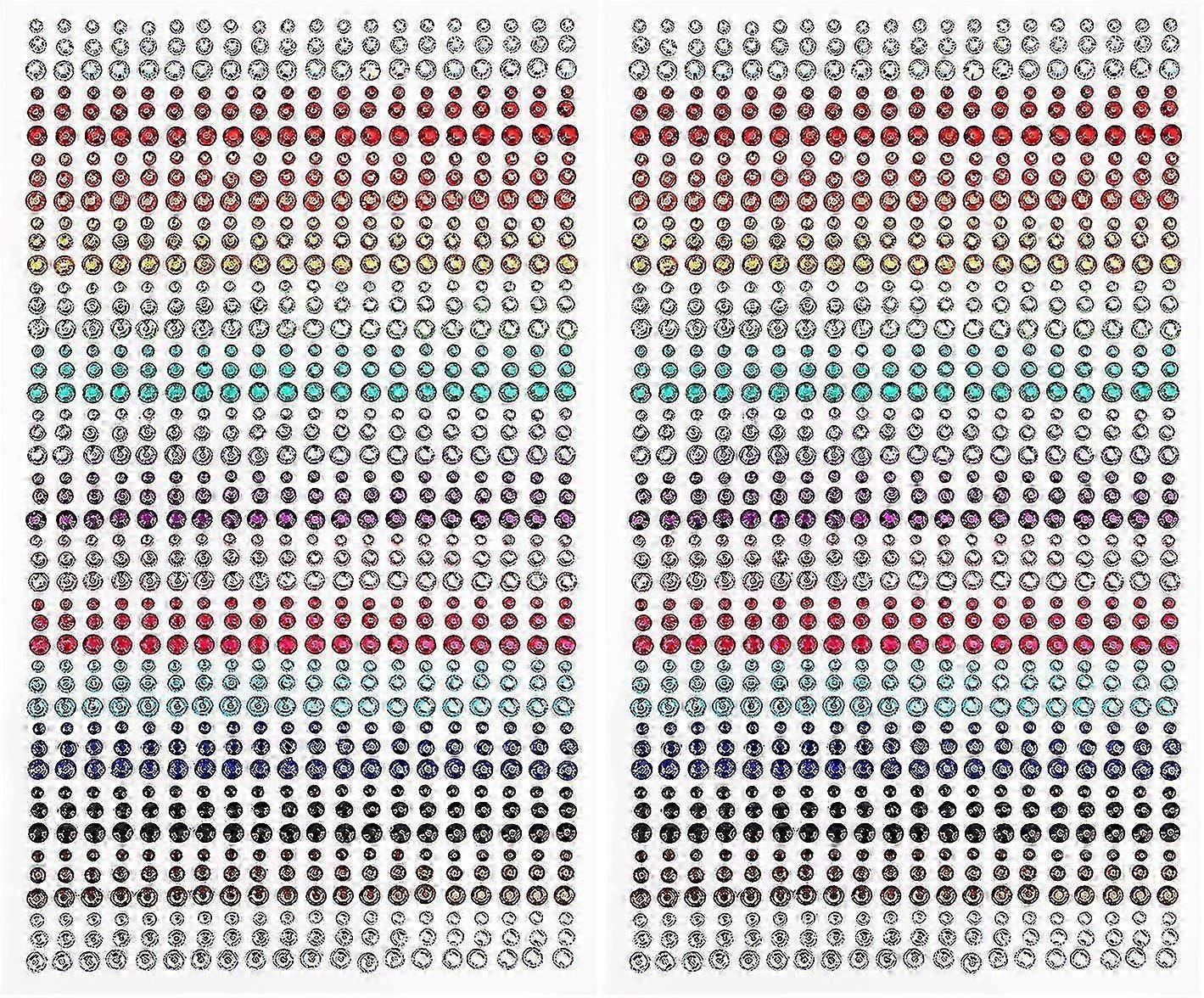 1800Pcsフェイスボディネイルメイクアップクラフト用粘着性ラインストーンステッカー、3-5mm 15色