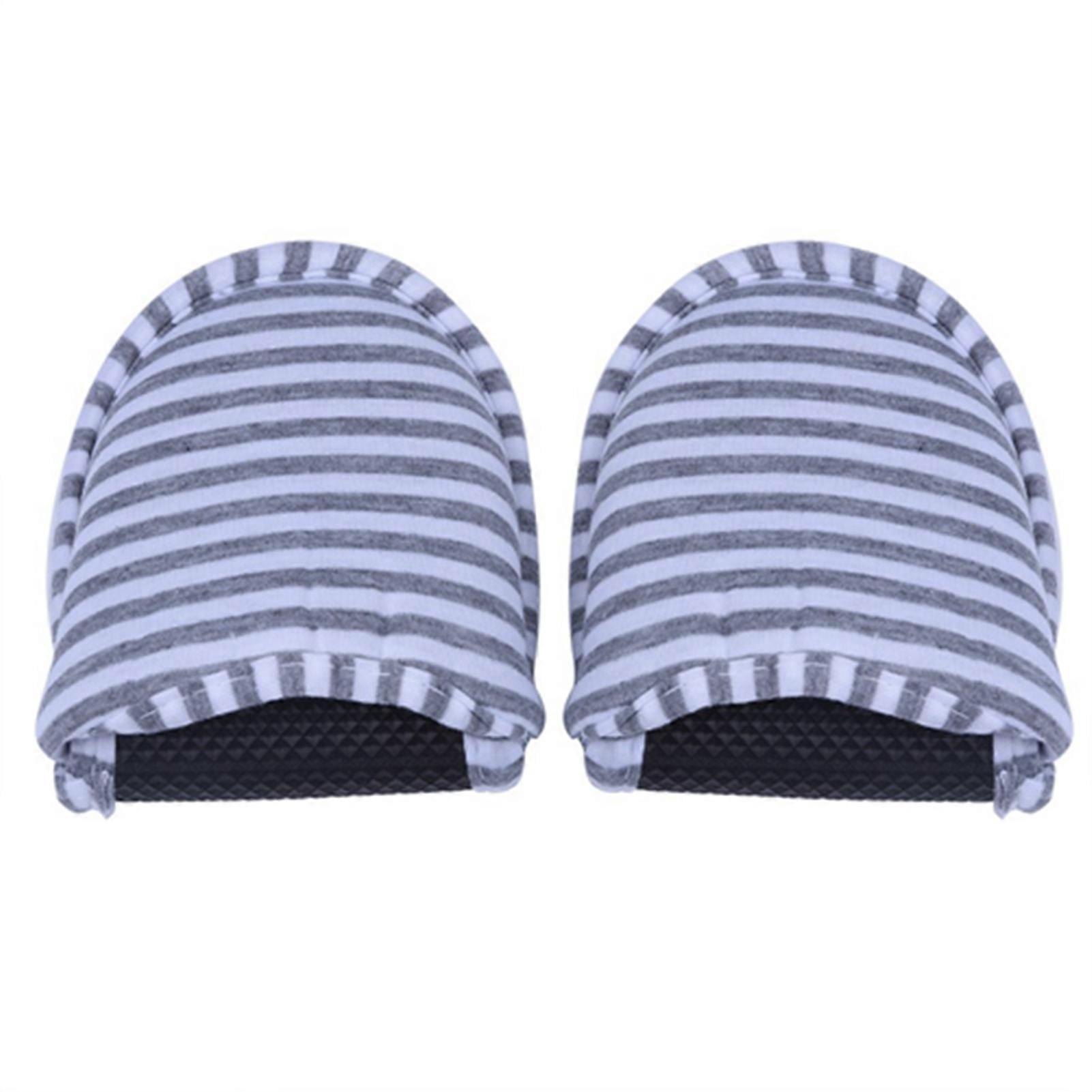Non-slip, foldable, reusable and portable soft cotton travel slippers (MWomen gray stripes)
