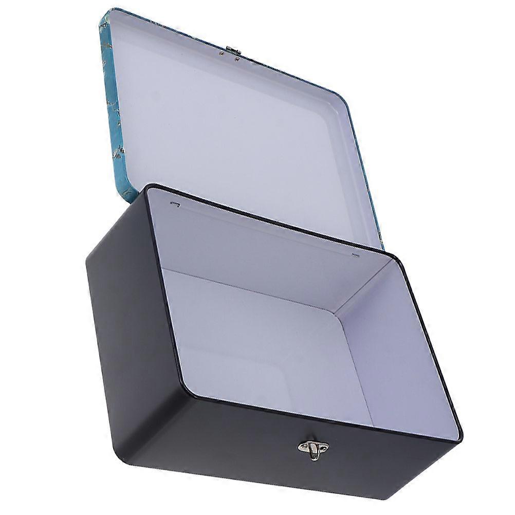 Multipurpose Tinplate Box Rectangular Shape With Lock Desktop Organizer Box As Shown Size 21.00X15.40X7.80CM 1Set