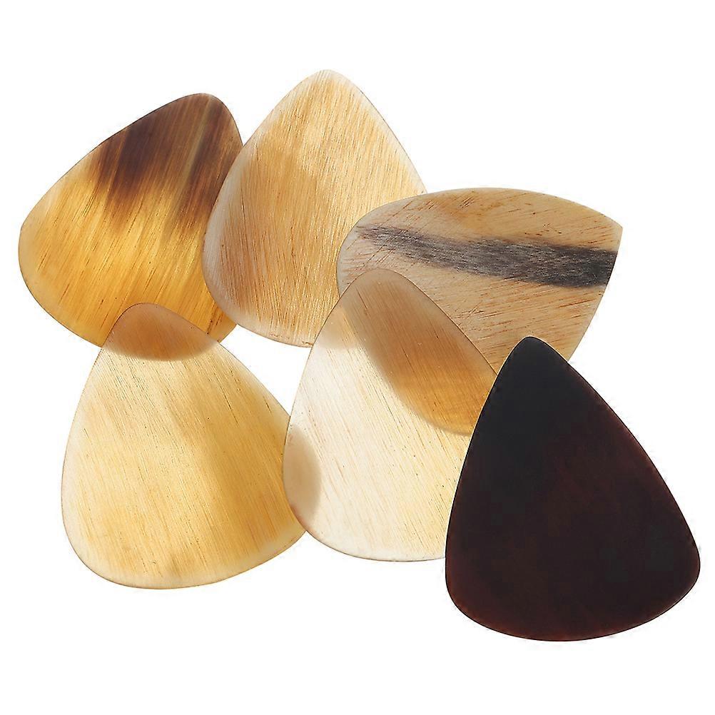 Guitar Plectrums Durable Ox Horn Picks Assorted Color 3.00X2.60X0.12CM Sound Improvement 6Pcs