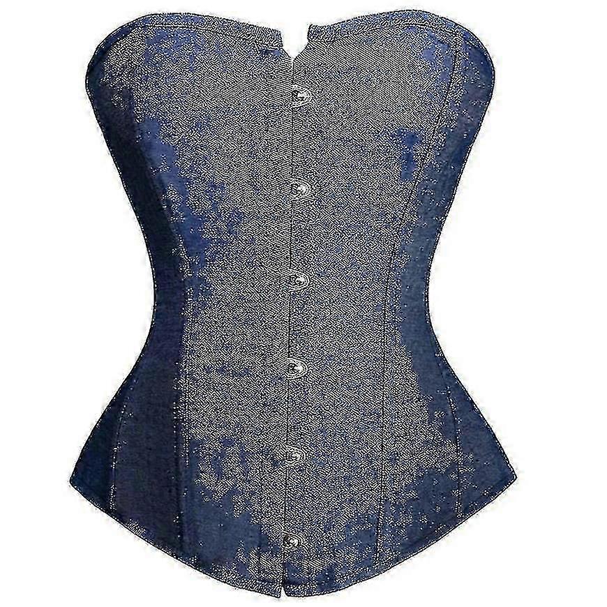 المرأة كاوبوي مشد أعلى مثير سليم الديباج الدنيم الجسم المشكل حمالة Overbust زائد حجم مشد وبوستييه القوطية