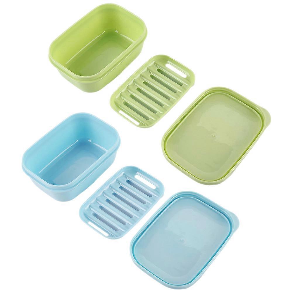 Tragbarer Reiseseifenbehälter mit Abfluss, 2er-Pack, auslaufsicherer Duschseifenschalenhalter für Bad, Küche, Camping, PE-Material