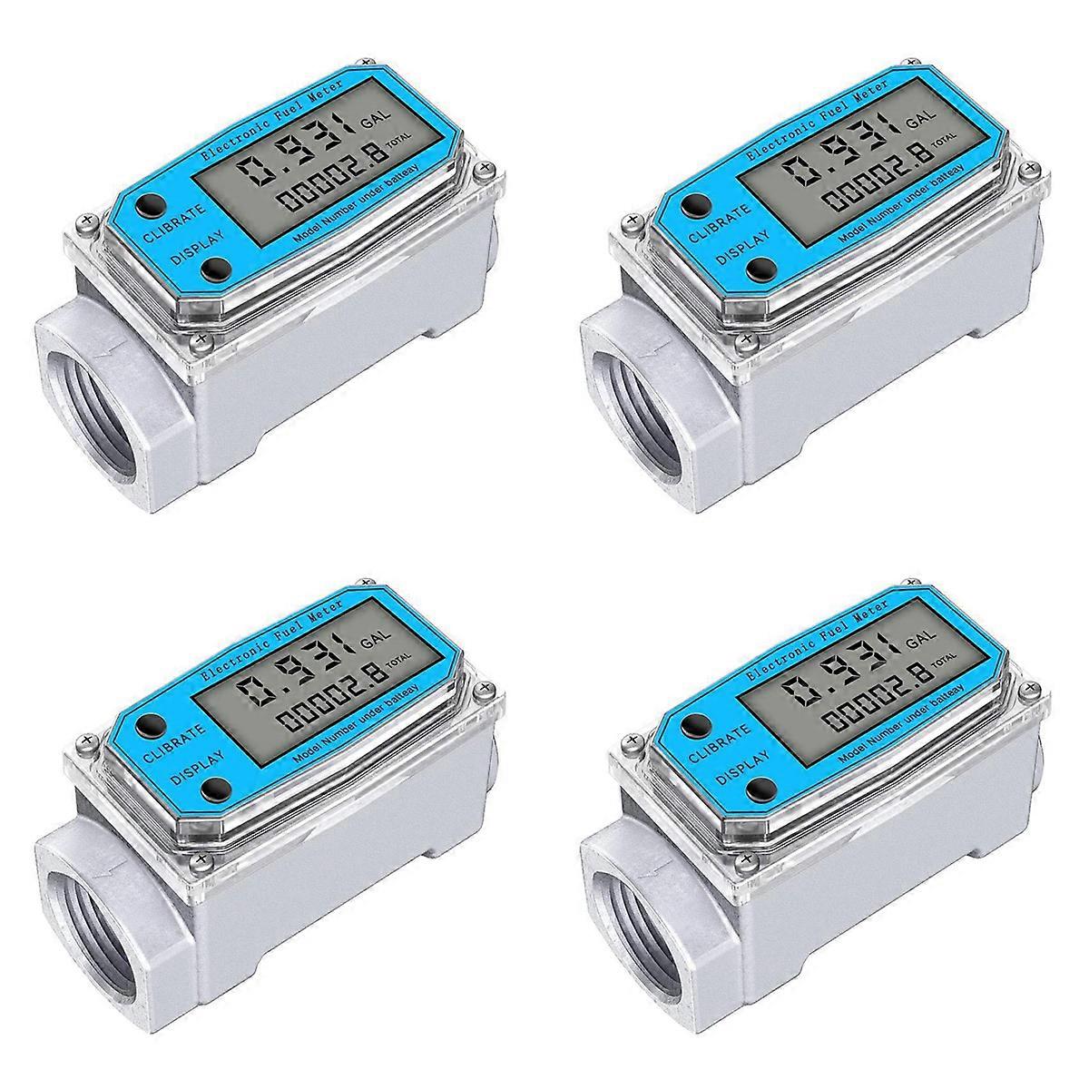4X Digital Turbine Water Flow Meter Digital LCD Display with NPT Counter and FNPT Thread Gas Oil Fue