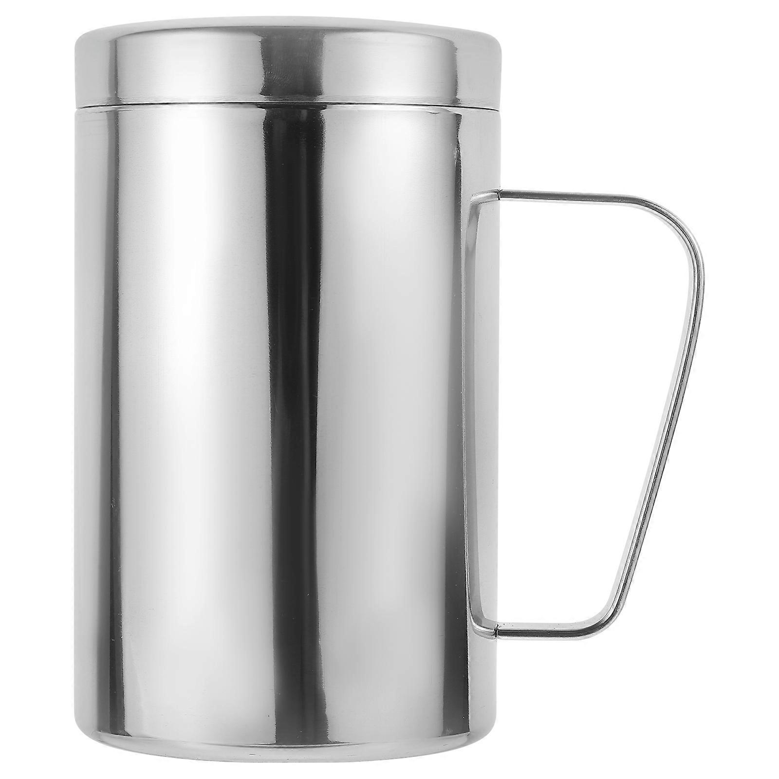 Office Water Mug Stainless Steel Mug With Lid Simple Design Ergonomic Handle 1Set