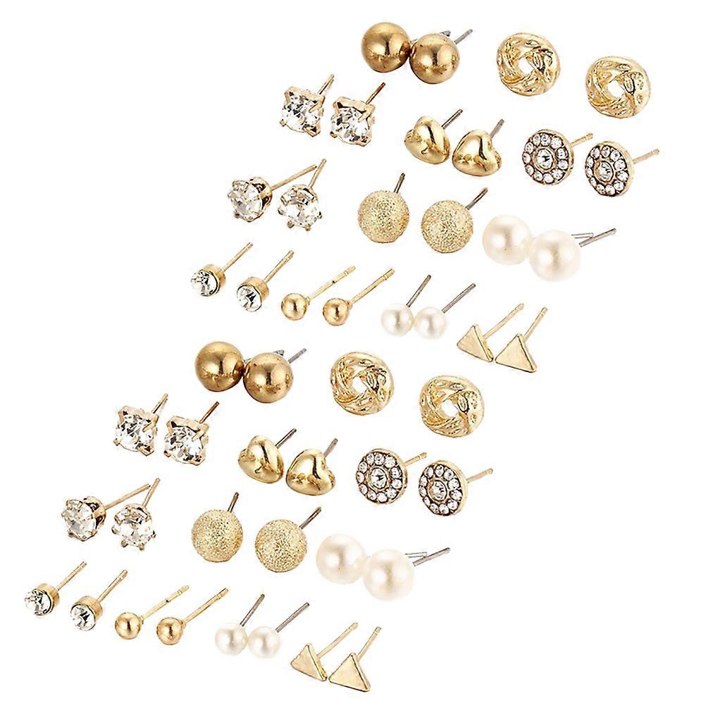 女性のためのイヤリングトレンディなゴールデンイヤースタッド誕生日プレゼント24ペア