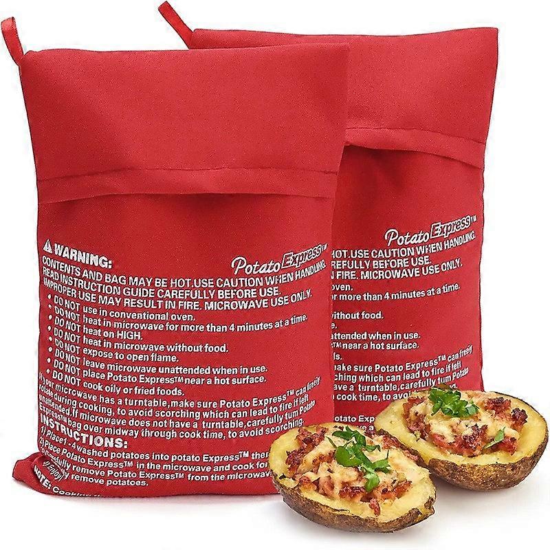 Reusable Microwave Potato Bags, 2 Pack, Red