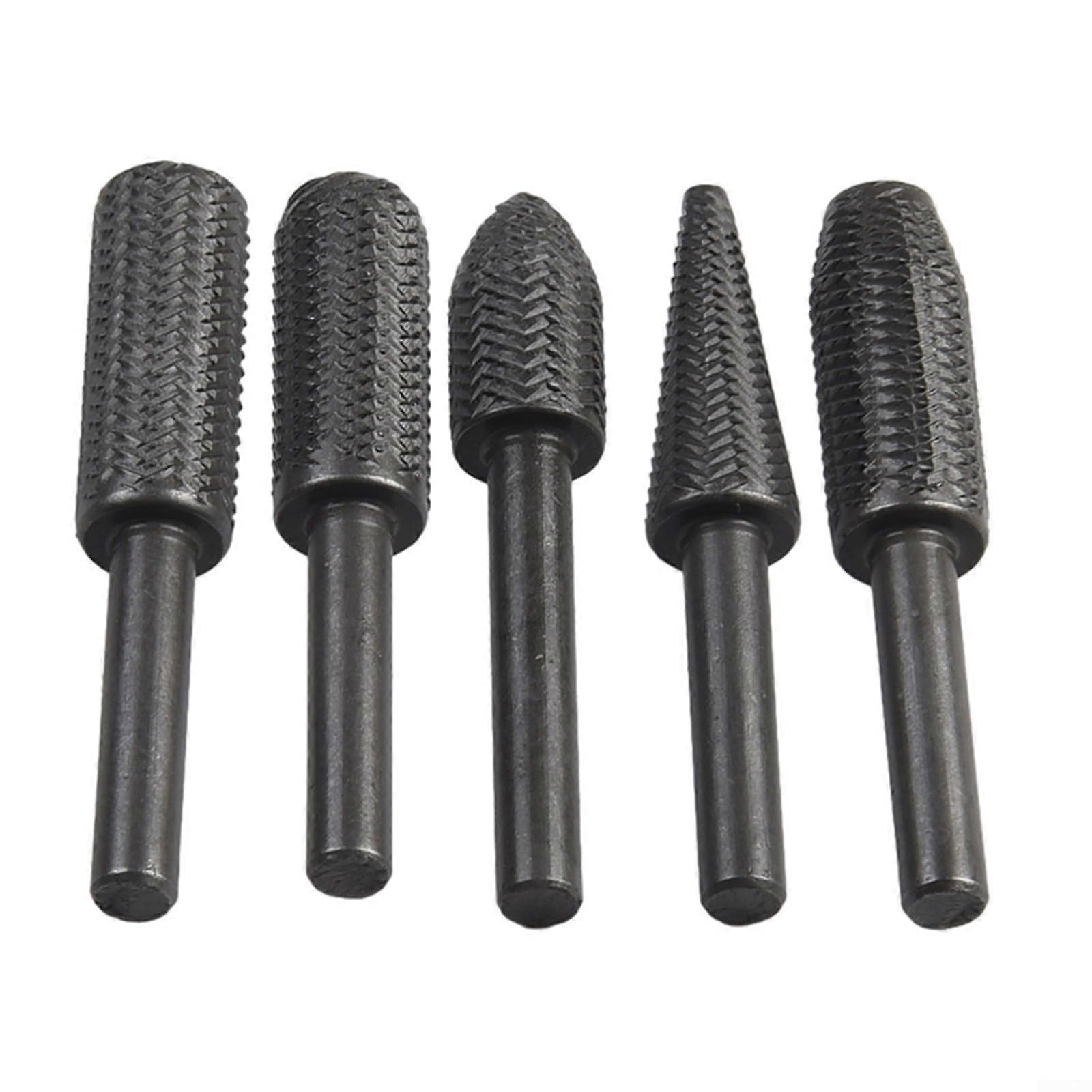 5piece rotating rasp file set, 6 mm shank for professional grinding and deburring