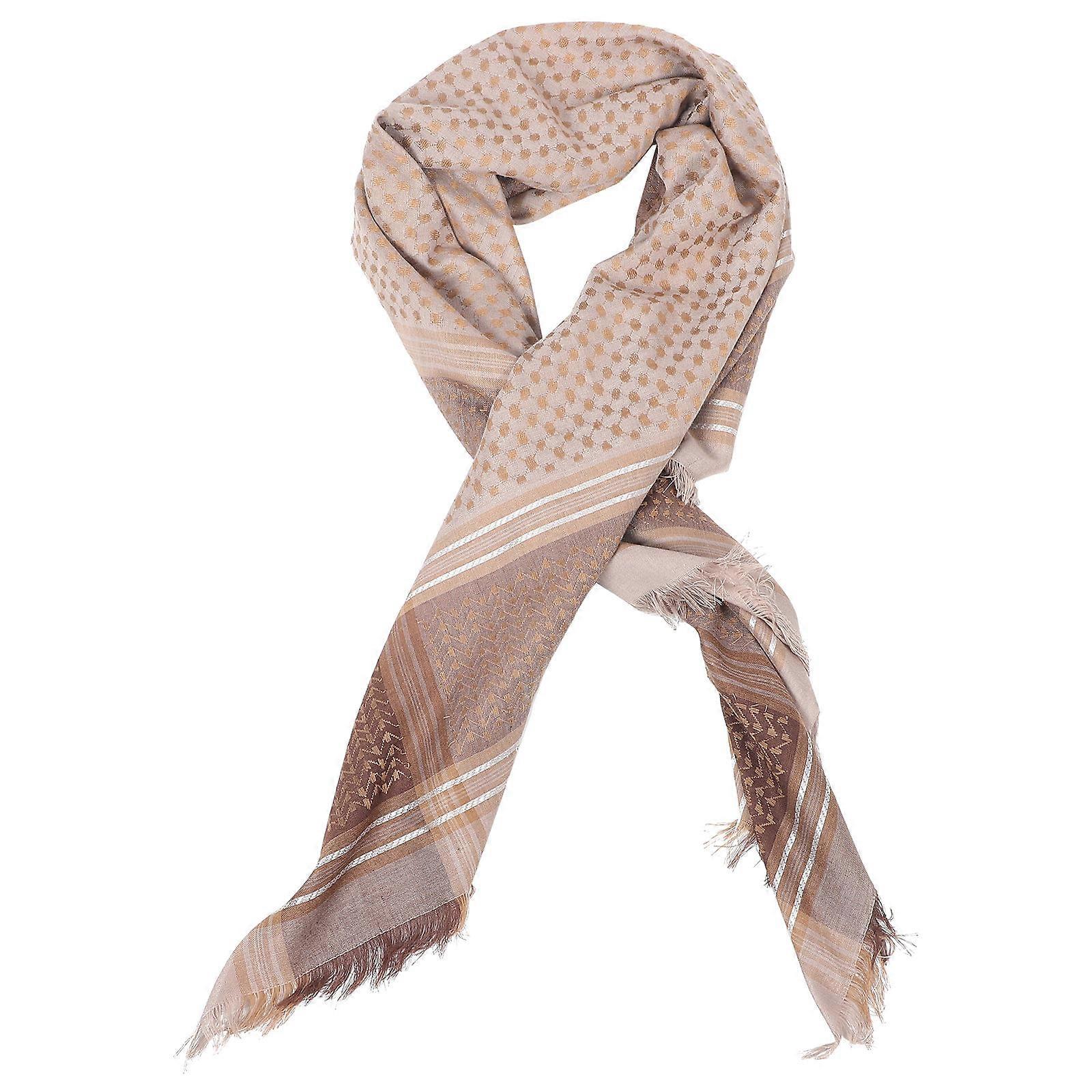 Head Scarf Headband Men Arab Head Scarf Warmth in Winter Khaki 125.00X125.00X0.10cm Square 1Pack