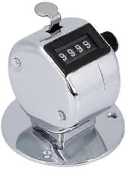 4-figure hand tally counter silver manual palm clicker laps counter