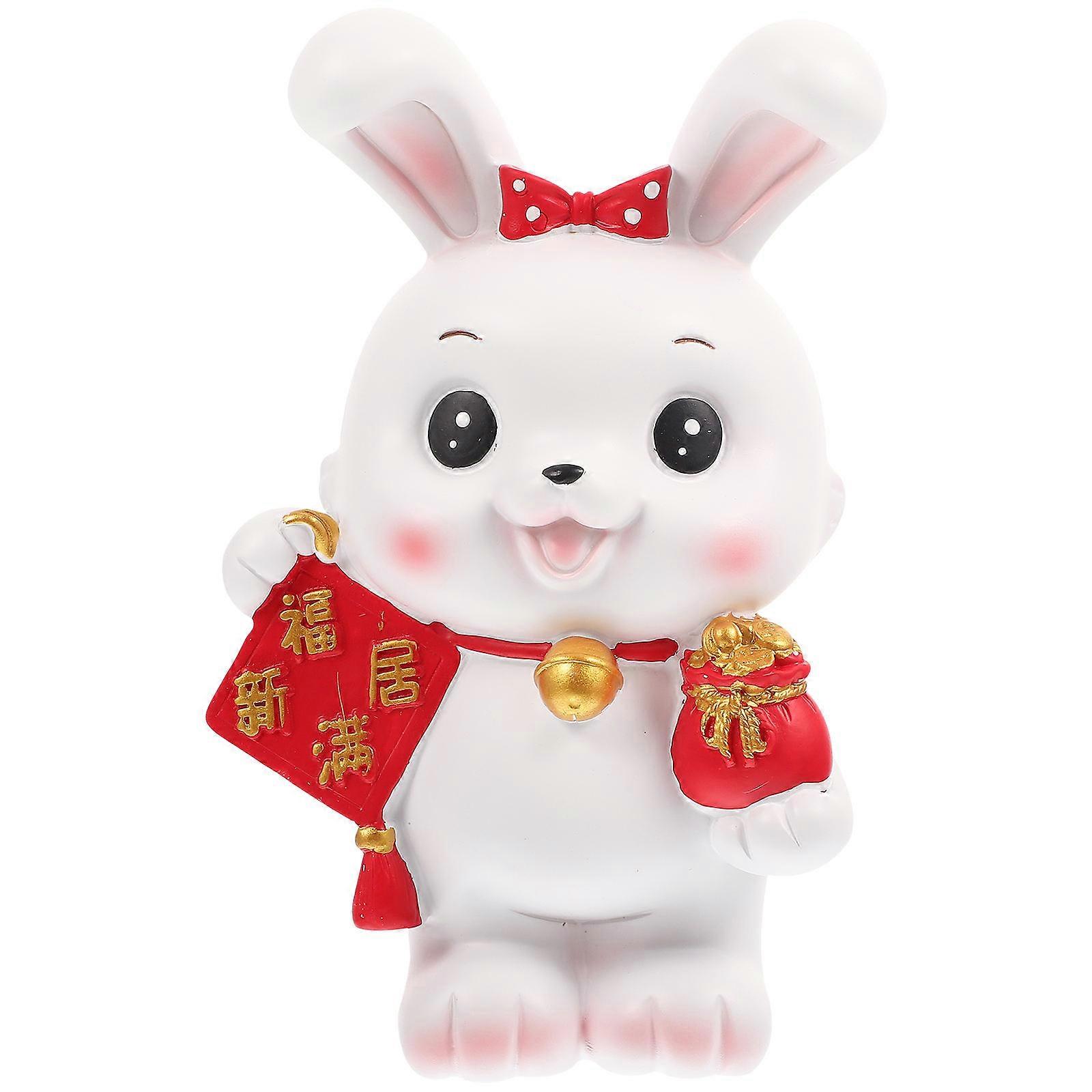 Year of the Rabbit Mini Animal Piggy Bank Resin Zodiac Rabbit Shape For Kids 7.5X4.3X3.1in Decorative Ornament 1Pack