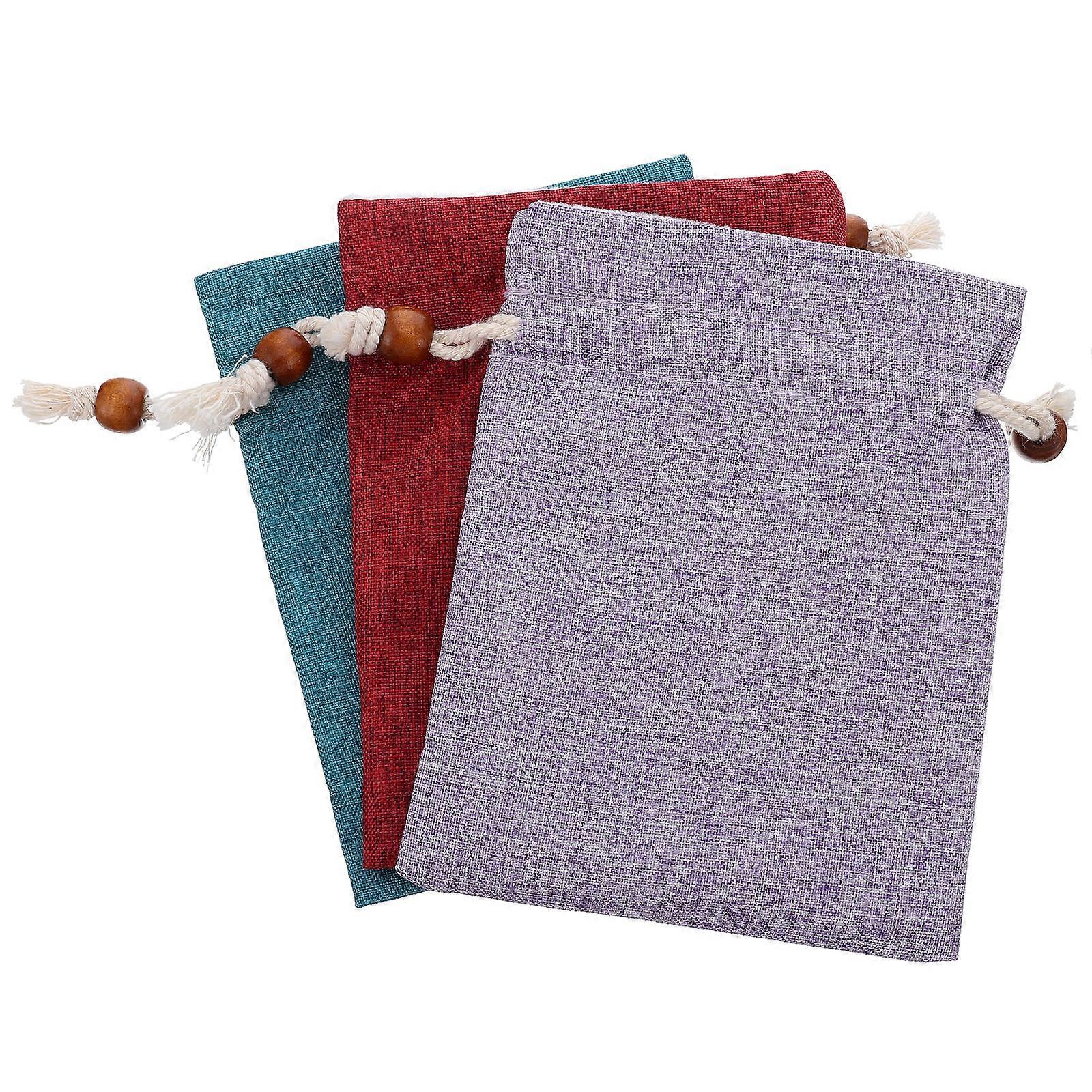 Linen Storage Bag Jewelry Drawstring Bag for Storage Use 3Pcs Set