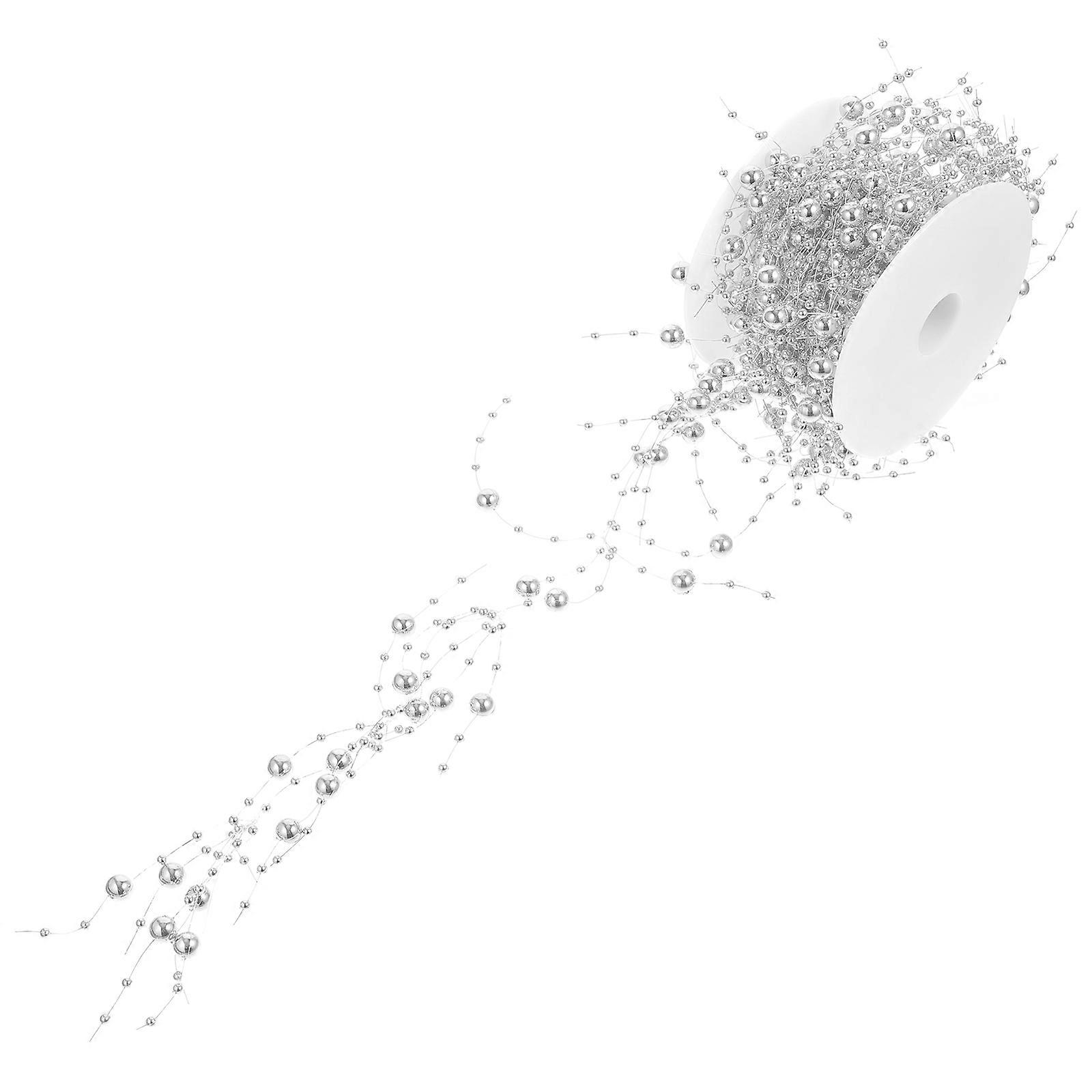 Plastic Artificial Pearl String and Lifelike for Decor Silver Pearls String