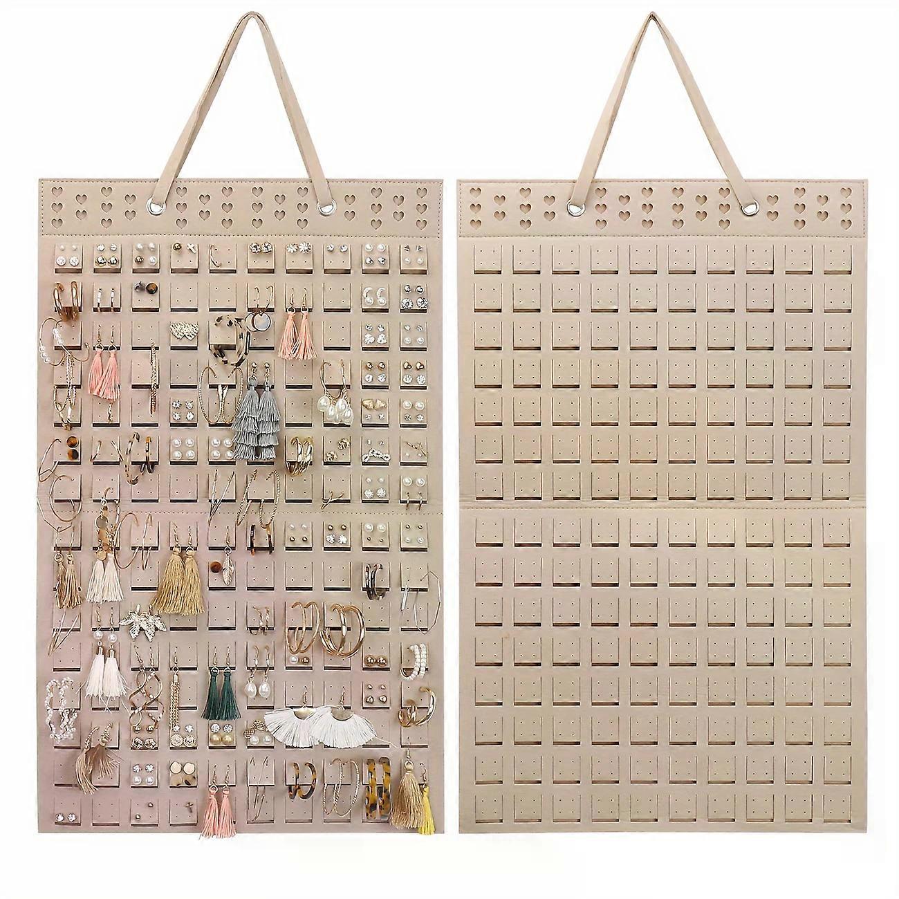 グリッド付きハンギングジュエリー収納ディスプレイラック、イヤリングオーガナイザー、ジュエリーフェルトディスプレイホルダー