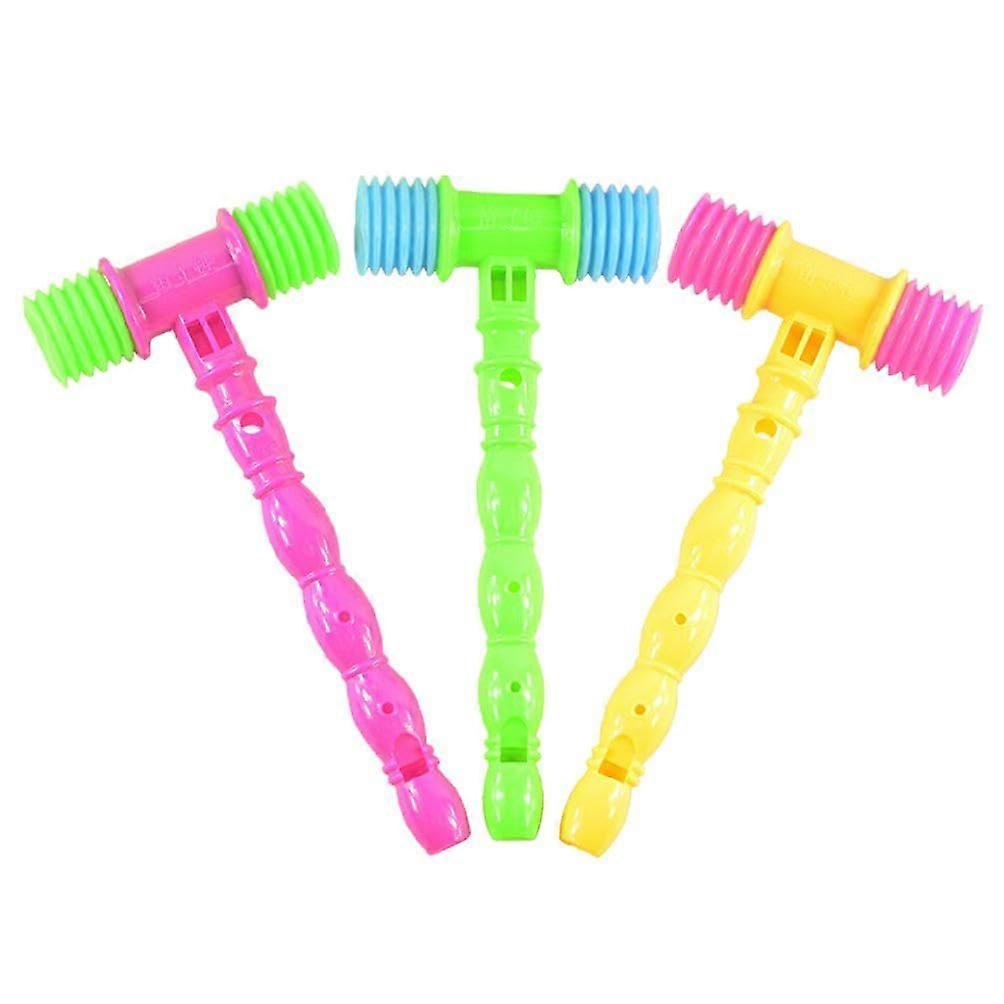 Pack of 3 Whistle Hammer Toy for Children's Bed Carnival Birthday Party Builtin Squeaker for the Head Random Colour Toy Hammer for Toddlers Bulk Pack
