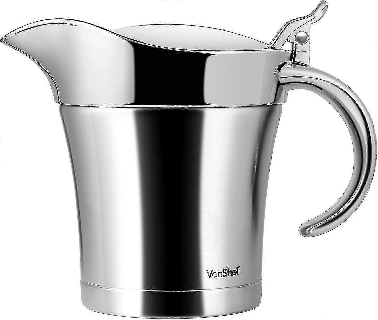 Gravy Boat with Lid, 500ml Stainless Steel Sauce Jug, Double Wall Insulated Thermal Container