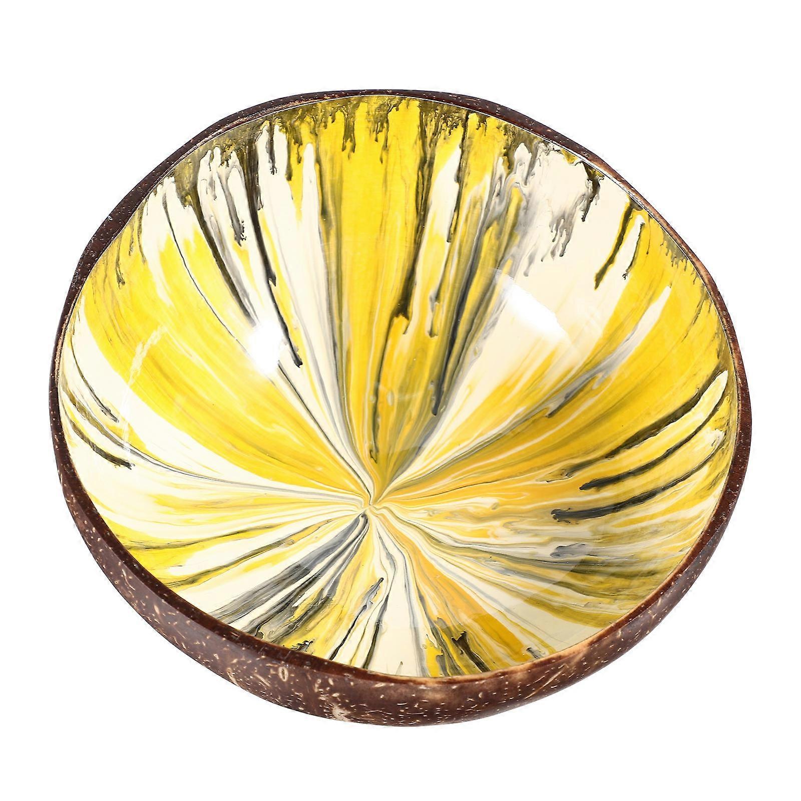 Round Coconut Bowl Decorative Bowls Assorted Color Home Use 1Set