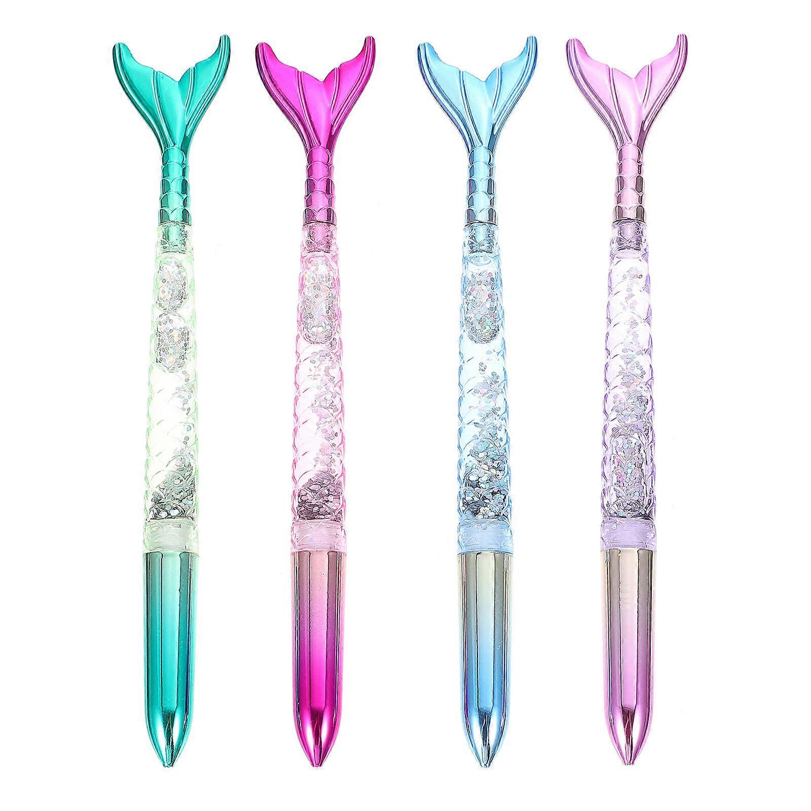 4pcs Creative Mermaid Tail Gel Pens, Smooth Writing Ballpoint Ink Pens for Students, Cute Cartoon Design School Stationery, Assorted Colors