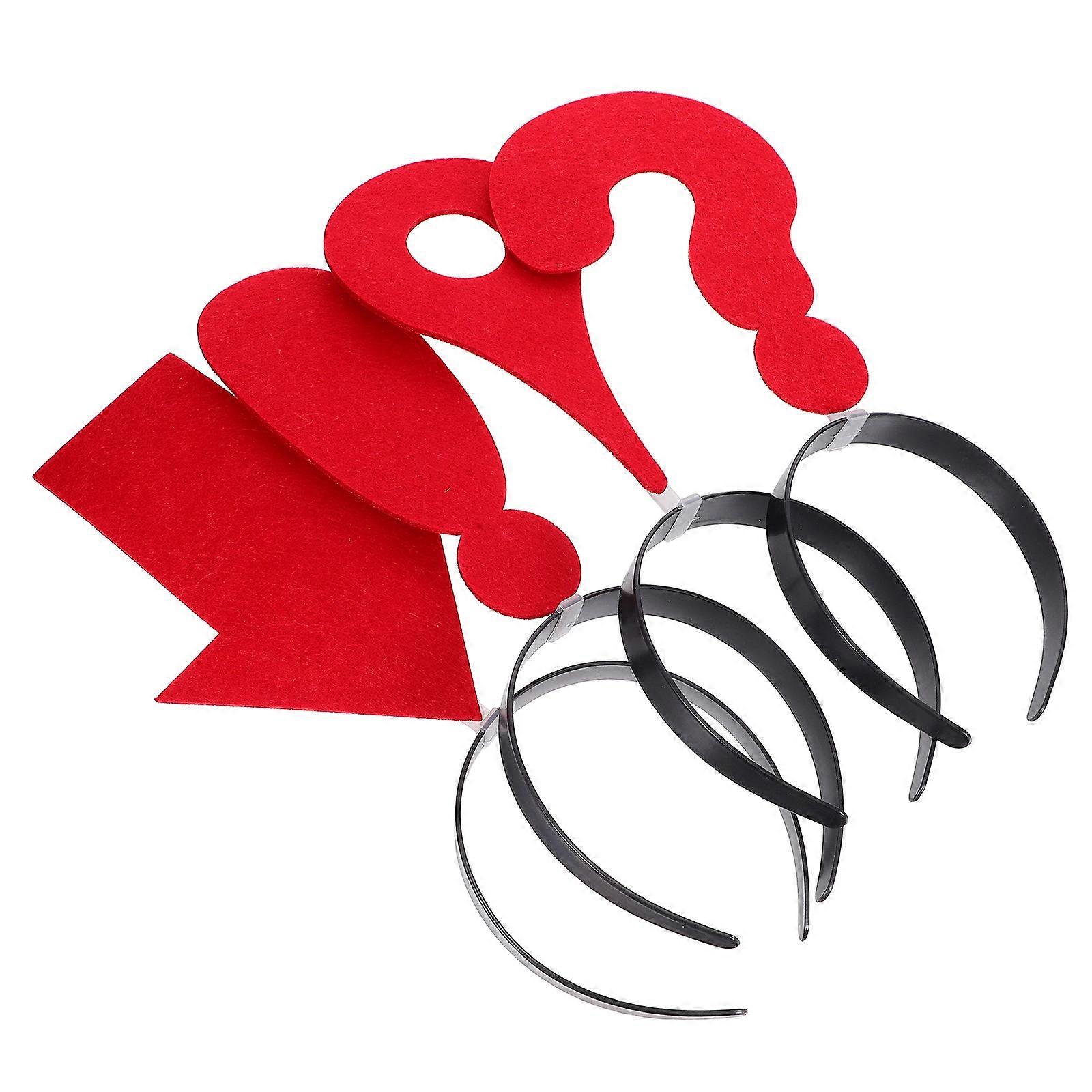 4 Pcs Lightweight Arrow Symbol Headbands for Women – Durable Carnival Hairbands with Red Question Mark Design for Festive Parties