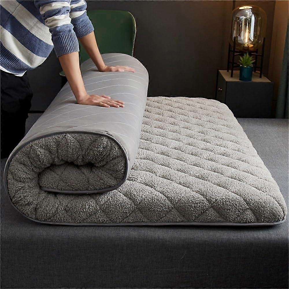 Japanese futon mattress, tatami mat, sleeping pad, foldable, rollable, for boys and girls, dormitory, lounger, gray, 100 x 200 cm.