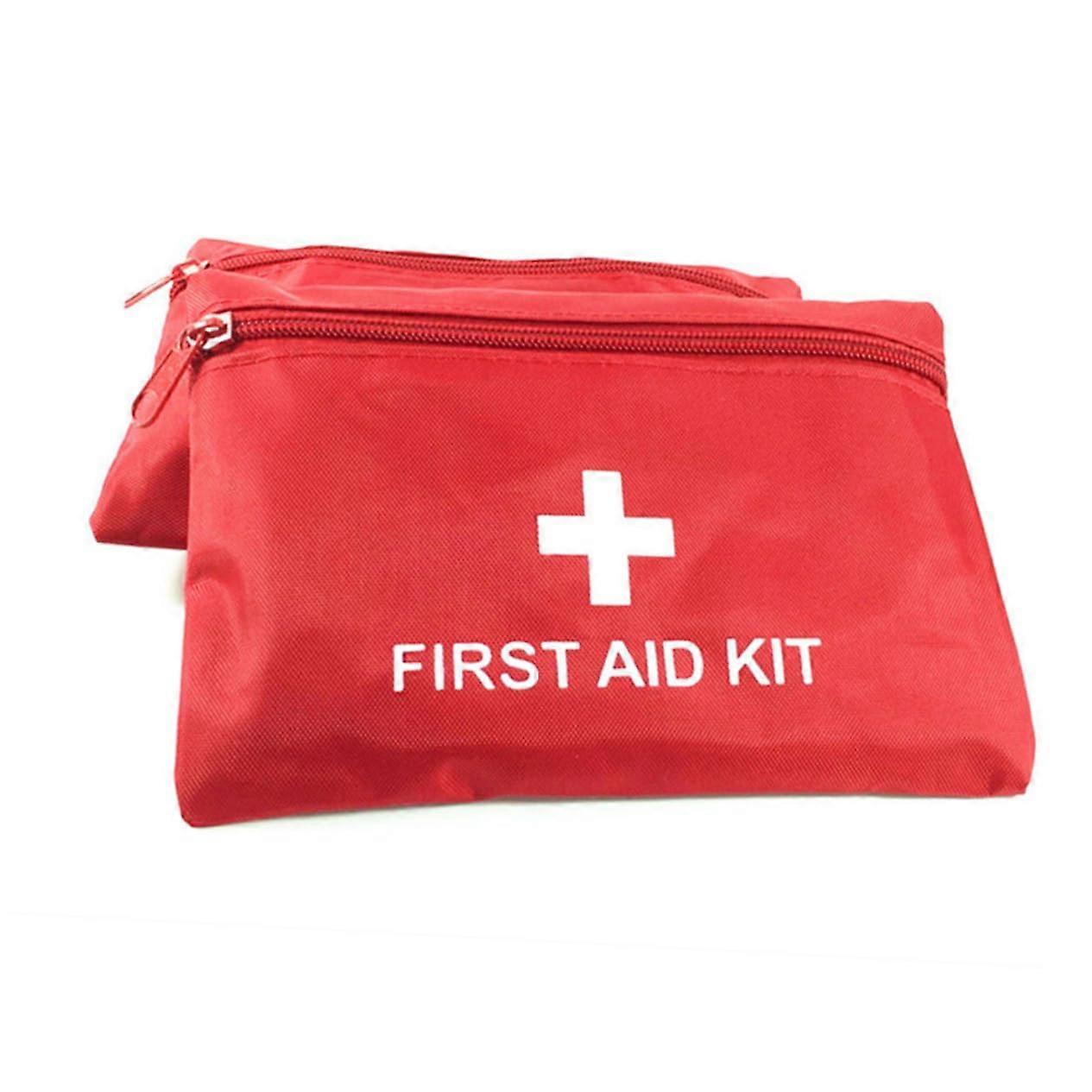 Mini Emergency Kit First Aid Container 5-Pack Red Storage Bag with Pockets for Travel and Home First Aid Organization