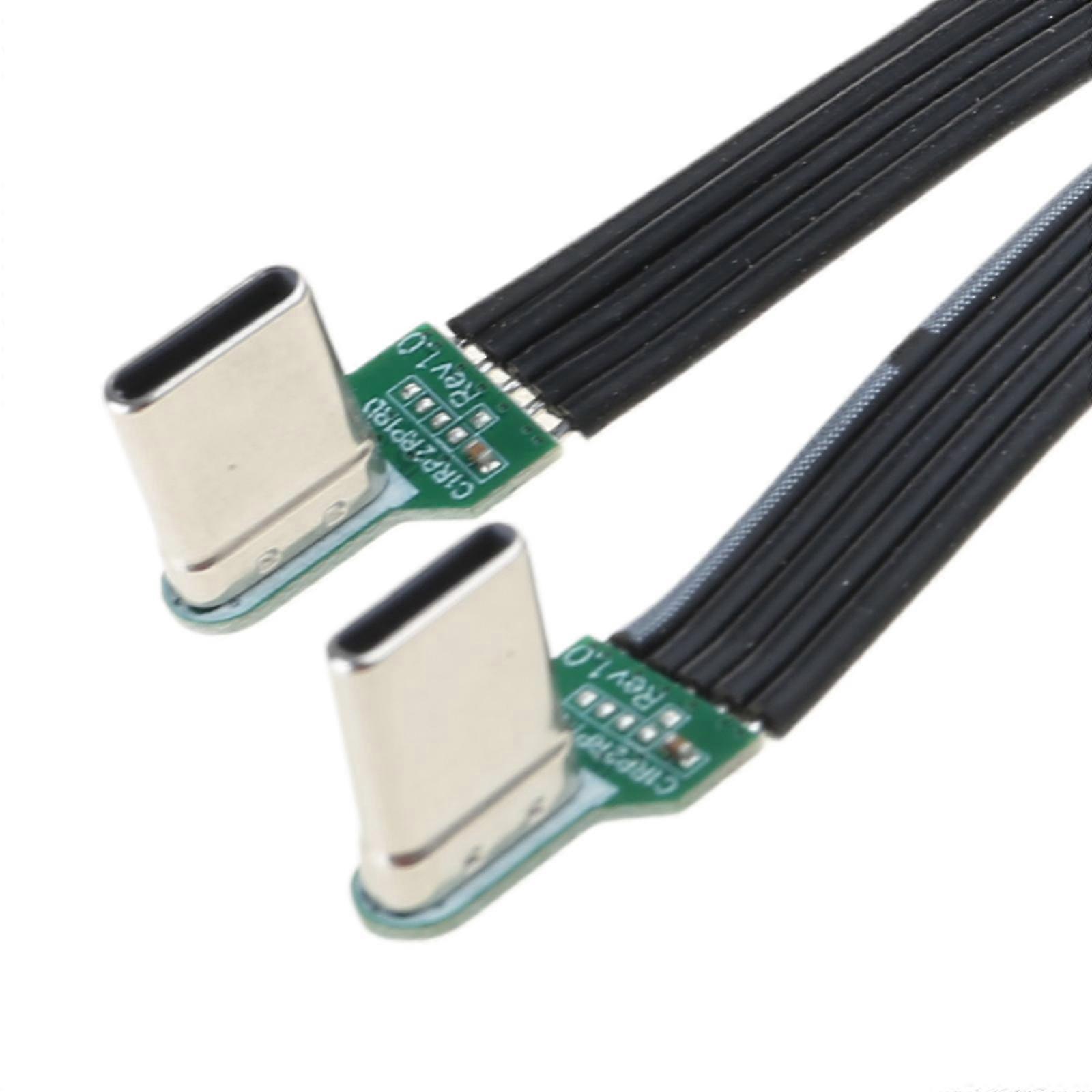 Flat Silicone Type C Cable With Angled Connectors For Tight Space Charging Of Various Devices