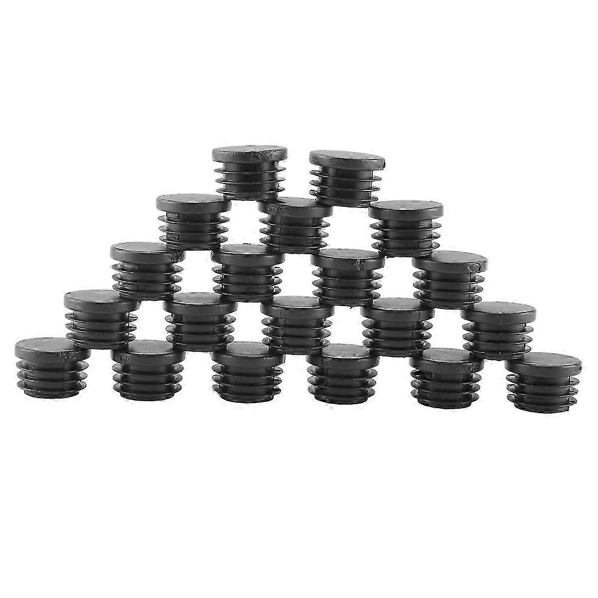 20 Pcs Plástico Preto 25mm Dia Blanking End Caps End Insert