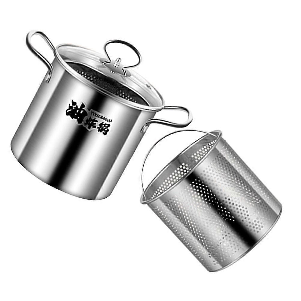 Fish Fryer Pot Stainless Steel Deep Frying Pot Round Shape 20 00X17 00X17 00CM 1Set