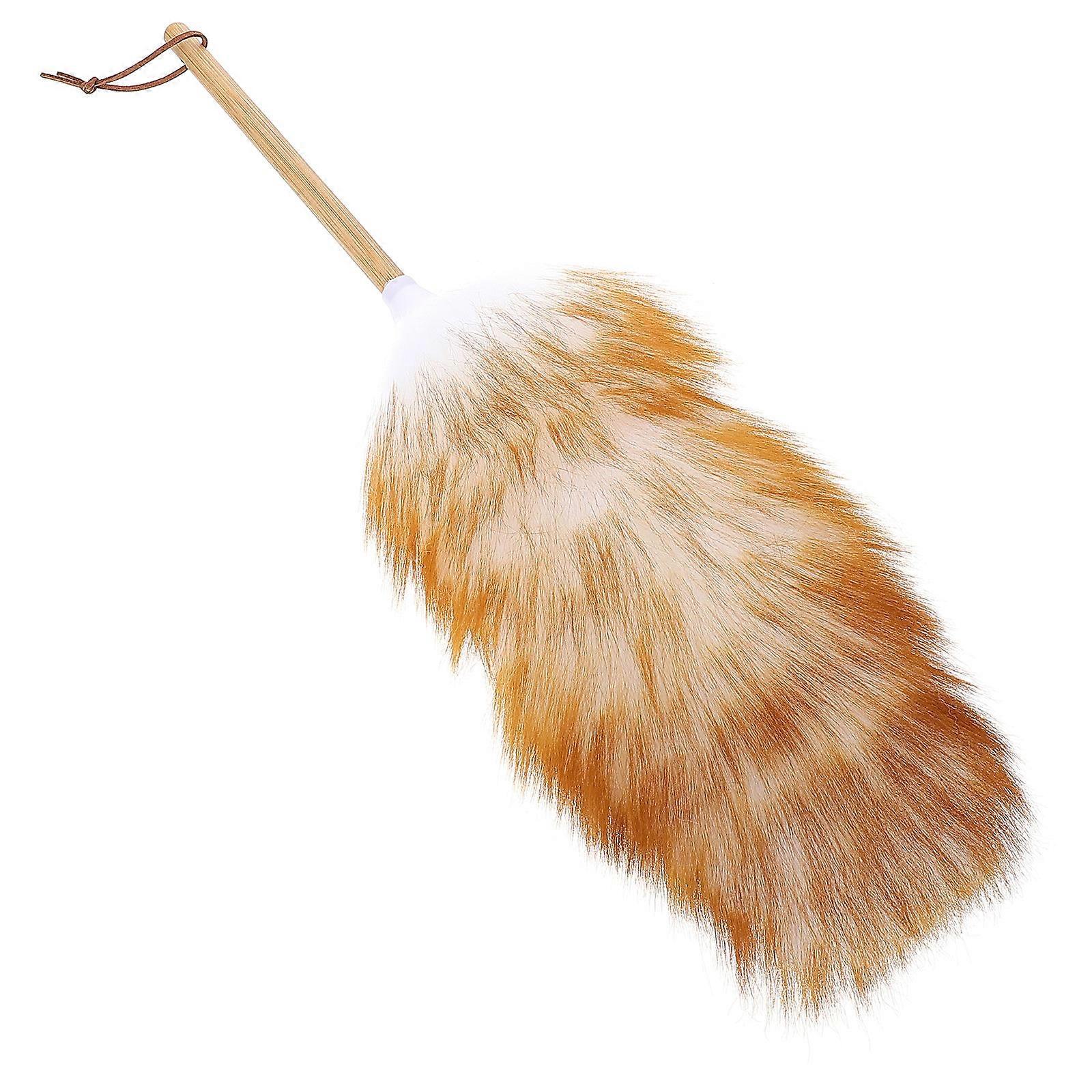 Khaki Hand Duster Wood Handle Wool 1Pcs for Home Use