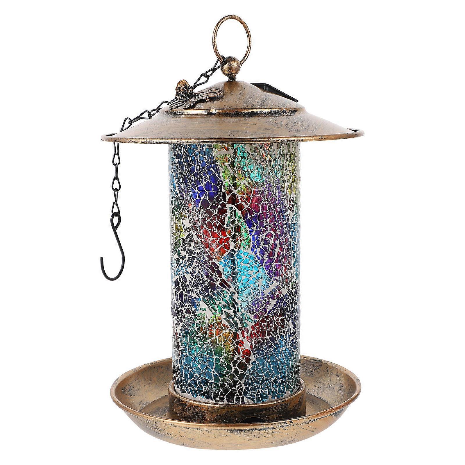 Unique Solar Hanging Bird Feeder with Mosaic Design, Durable Outdoor Garden Decor