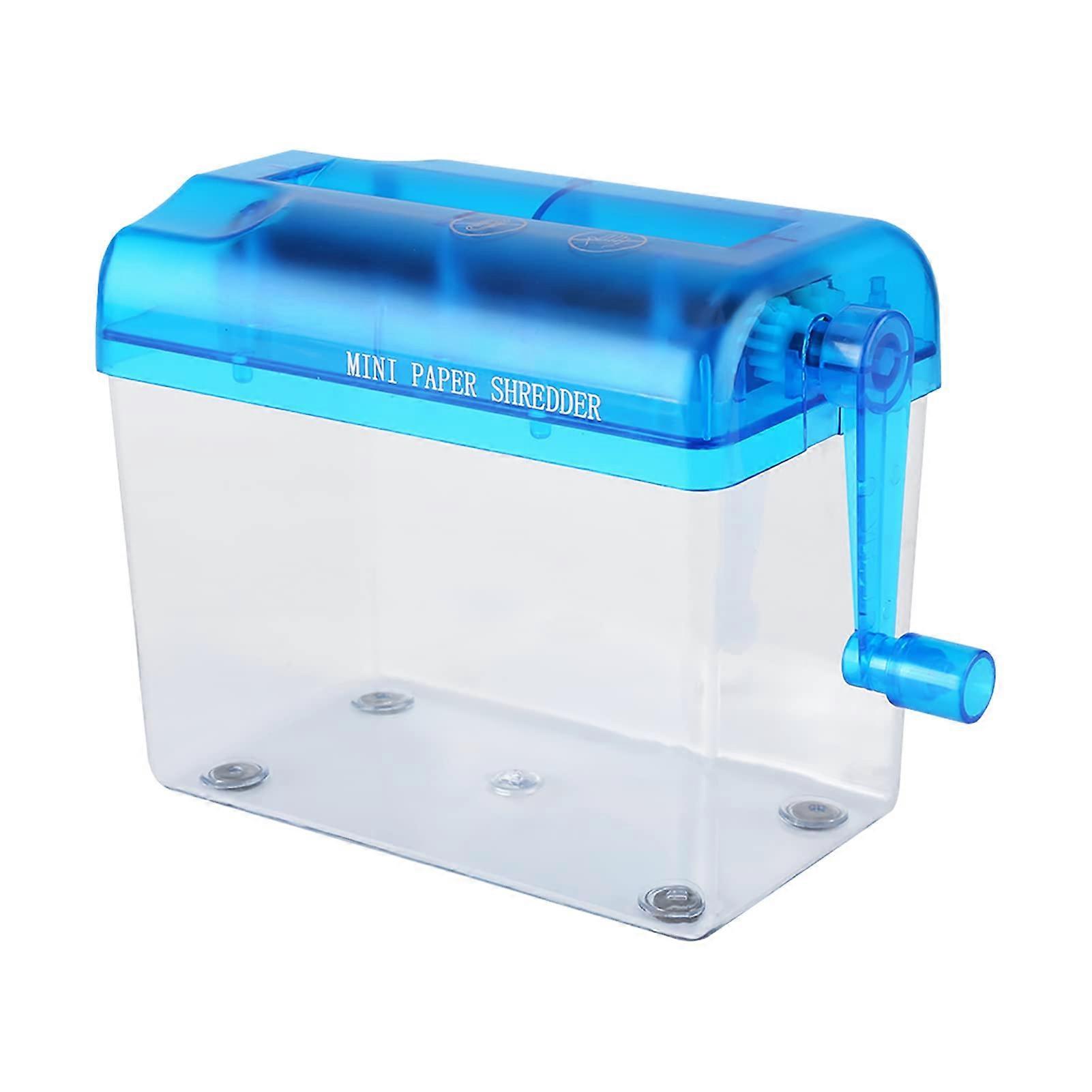 A6 C Act Manual Paper Cut Shredder Mini Hand Crank Portable Shredder for Home Office School Confidential Documents Blue