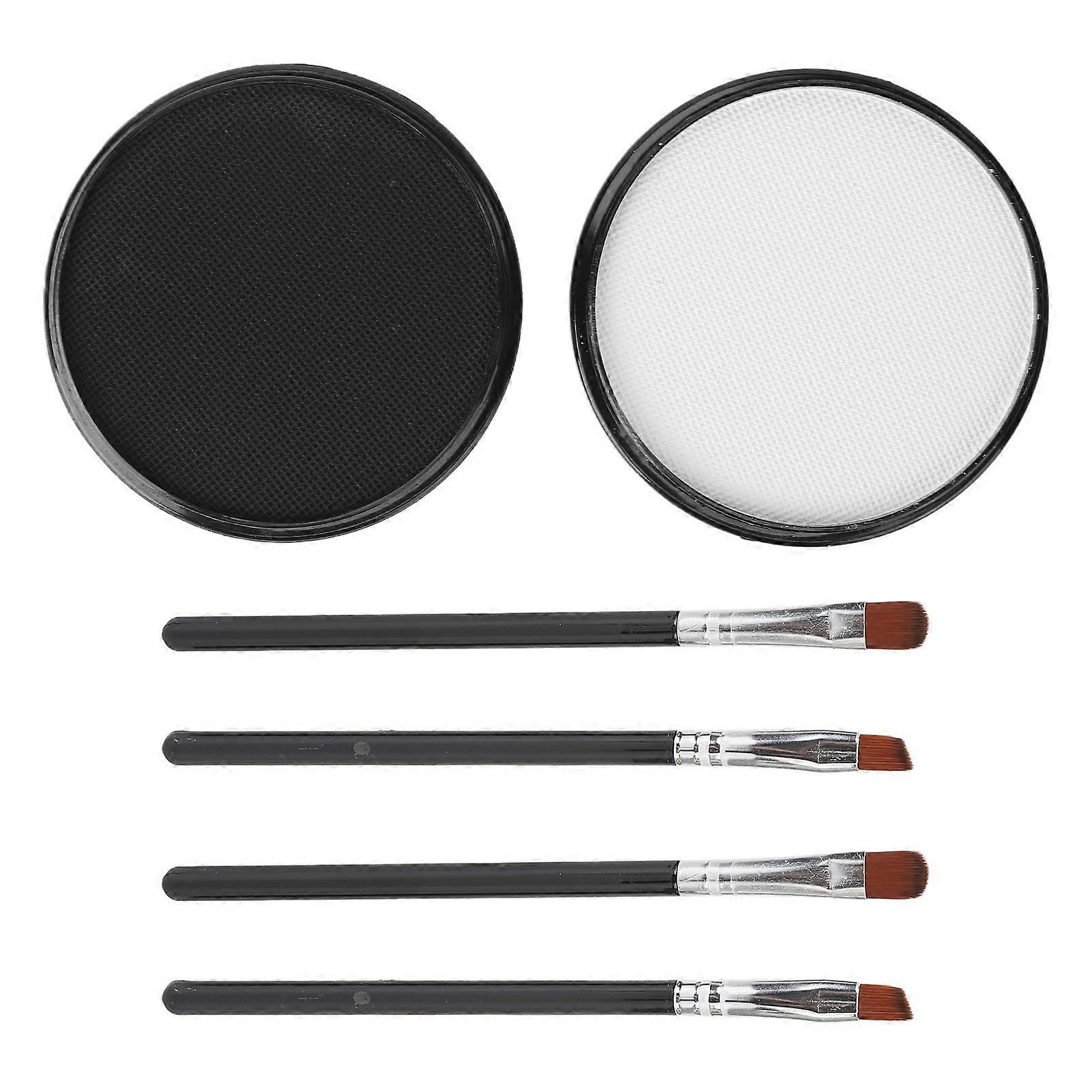 2PCS Microblading Mapping EyeBrow Paste Kit Brow Contour Paste Shaping Tinting Tool Black White with 4 Eyebrow Brush 2.1oz