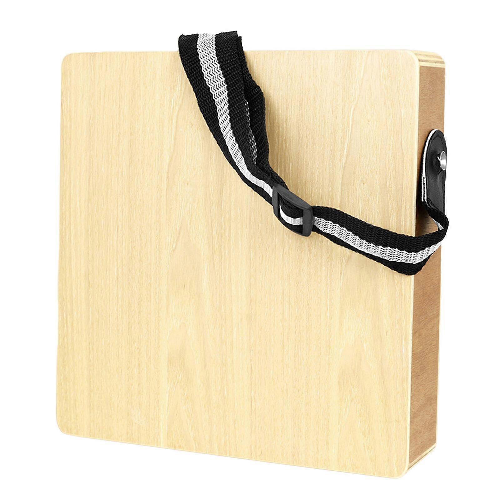 Travel Cajon Flat Hand Drum with Adjustable Strap - Compact Wooden Cajon Box for Home, Party, and Performance