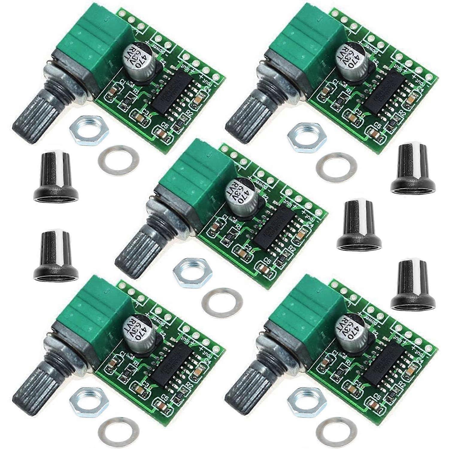 5pcs Mini PAM8403 Stereo Amplifier, DC 5V, 3W3W Dual Channel Module for DIY