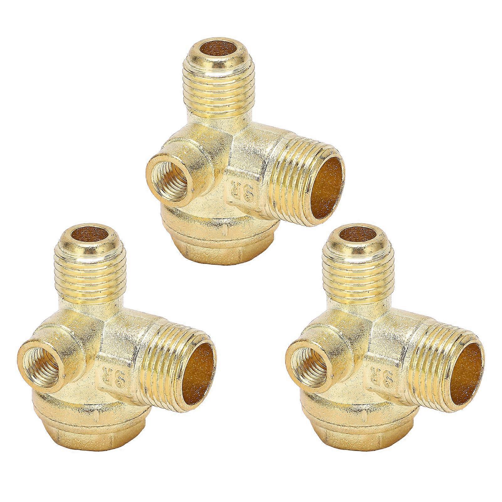 3Pcs Check Valve 3 Way Brass Air Compressor Thread Central Pneumatic Accessory 8mm 16mm 14mm