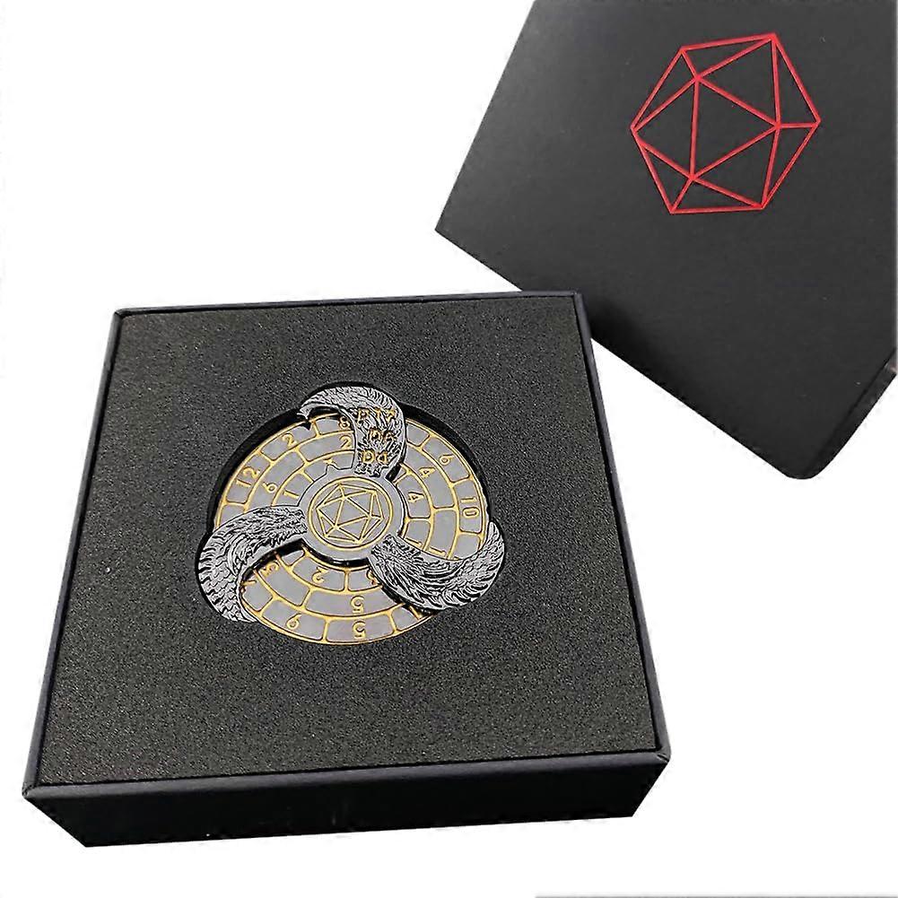 7 in 1 DND Metal Fingertip Gyro Dice Dragon Compass Dice 360 Rotating Dice for Dungeons and Dragons Black Nickel Gold