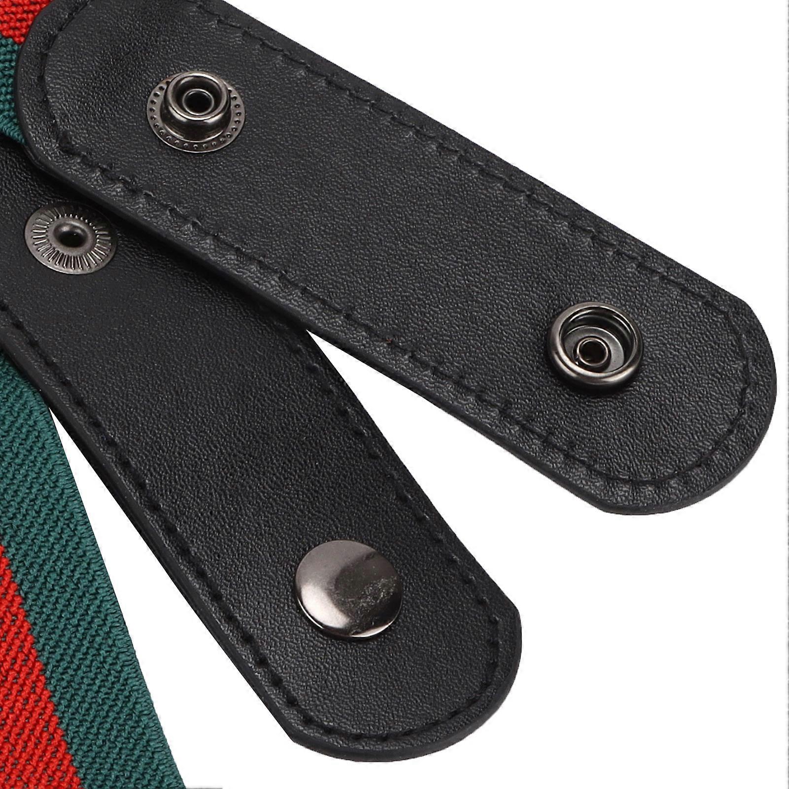 5Pcs Buckle Free Belt PunchFree No Bulge No Hassle Webbing Belt for Pants Accessories(Red and Green Stripe )
