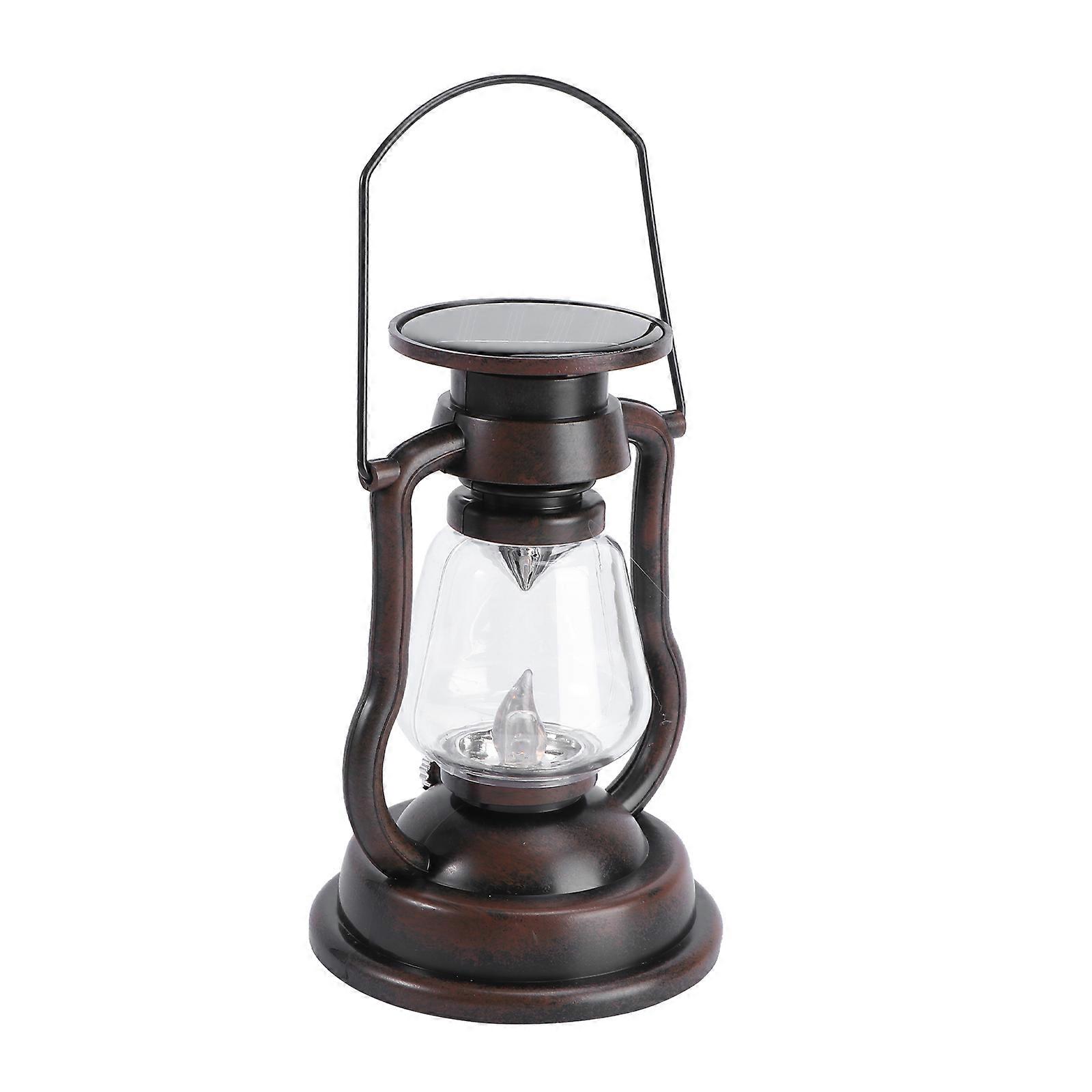 Retro Solar Powered Lantern with Durable ABS Material for Home Decor and Outdoor Use 1pc Brown
