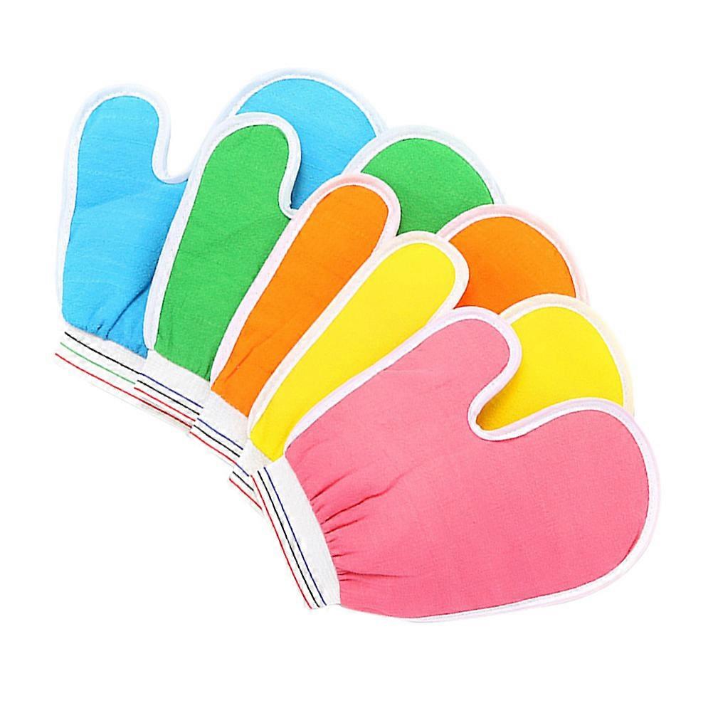5pcs Exfoliating Gloves Textured Shower Mitts for Deep Cleansing, Unisex Bathing Tool for Spa and Daily Use, Random Color