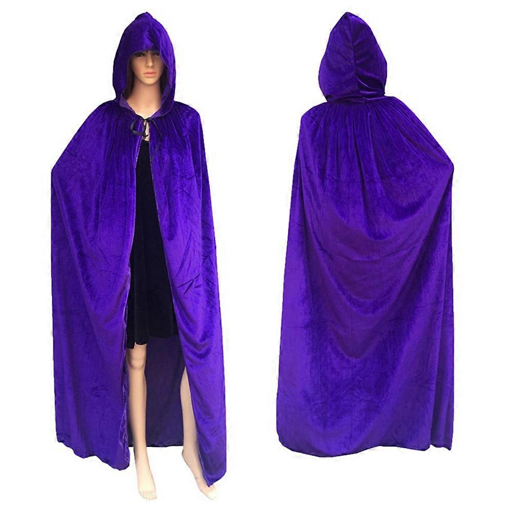 Custom Halloween Hooded Cloak Wizard Cloak For Stage Performance Wear Purple 185x165cm Soft Texture 1Set