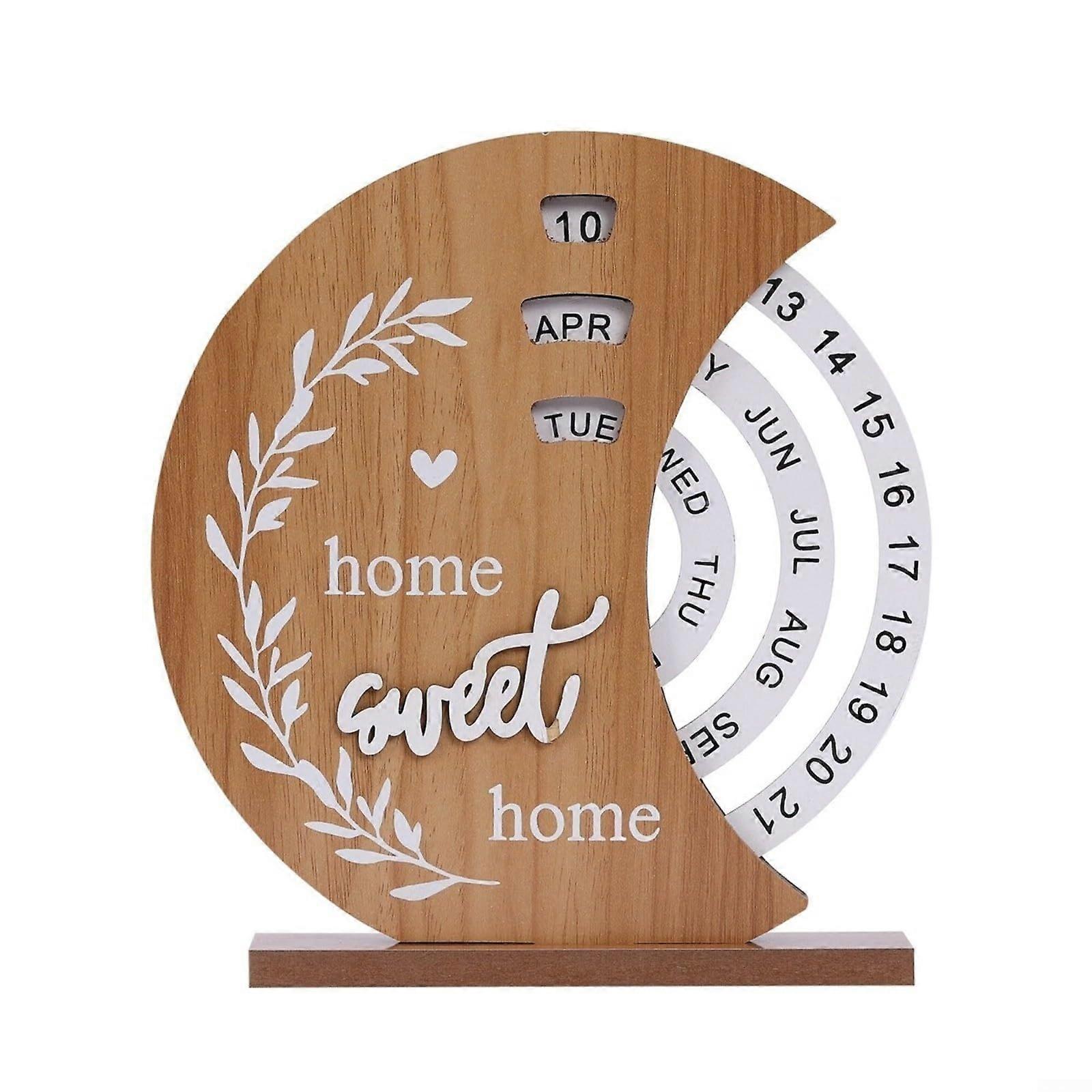 Rotating Wooden Disc Calendar Set, Reusable Desk Calendar for Home Office Decoration, 2023 Time Management Accessory