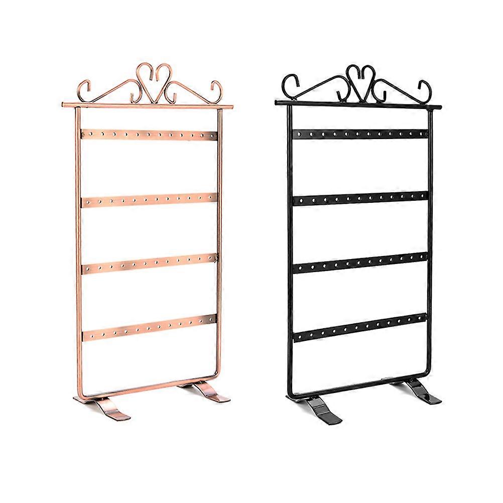 Earrings Rack Jewelry Display Organizer Storage Shelf Rectangular Shape Simple Style Metal Material For Home Use 2Pcs