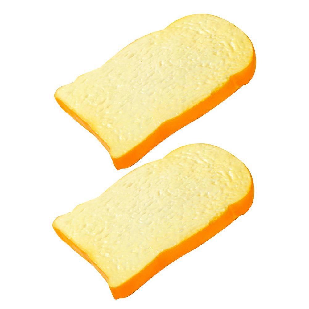 2pcs PU Simulated Toast Slice Model Realistic Fake Bread Toy for Pretend Play